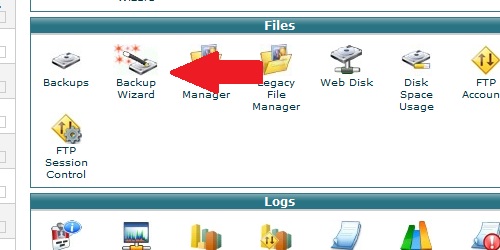 Locate the Backup Wizard icon